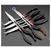 Mostbest 5 Piece Mini Pliers - Long Needle Nose Pliers Set, Nipper Bent Nose, Duckbill Pliers,End Cutting, Diagonal, Plug Cable Puller Reach Flat,45,90-Degree Angle, Straight,Curved Pliers