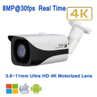 NightKing 8Megapixel Security Starlight IP Camera,4K Motorized Lens 3.6~11mm 4K IP Camera,WDR,ONVIF,SD Card Slot,Max.Support 128GB,Build-in 32GB TF Card,4Pcs Array Leds,200Ft Night Vision