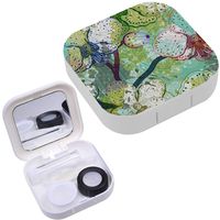 Portable Contact Lens Case Box Travel Kit Mirror + Bottle + Tweezers Container Holder [ Vintage Colorful Floral ]
