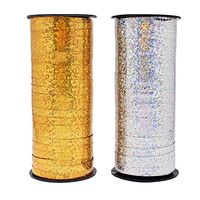 Dreamtop 2 Pack 100 Yards Crimped Curling Ribbon Roll Balloon Ribbons for Party Festival Crafts Gift Wrapping Florist, Gold and Silver