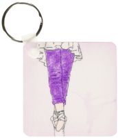 3dRose Ballet Dancer in Pink and Purple - Key Chains, 2.25 x 4.5 inches, set of 4 (kc_25900_2)