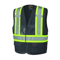 Pioneer V1021570U High Visibility, Reflective Safety Vest, ANSI Class 1, Black ( 4/5XL )