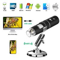 Wireless Digital Microscope PFC Optics 50X-1000X 1080P Handheld Portable Mini WiFi USB Microscope Camera with 8 LED lights for iPhone/iPad/Smartphone/Tablet/PC