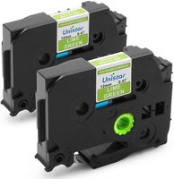 Compatible P Touch Label Maker Tape, Unistar Laminated White on Lime Green TZe Label Tape Labeler Tape 12mm 0.47" TZe-MQG35 for PT-D210 PT-H100 PTD400AD PT-P700 PTD600 PT-1230PC, 2-Pack