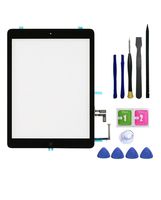 FeiyueTech IPad Air 1st Generation (IPad 5) Touch Screen Digitizer Replacement ，Front Glass Assembly -Includes Home Button + Camera Holder+PreInstalled Adhesive with Tools kit (Black)