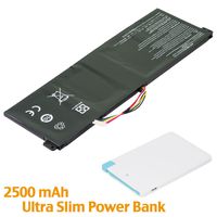 BattpitTM Laptop/Notebook Battery Replacement for Acer Chromebook 11 CB3-111-C670 (2200mAh / 25Wh) with 2500mAh Power Bank/External Battery for Micro USB & USB Type C.
