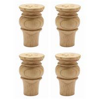 WEICHUAN Solid Wood Furniture Legs Bun Feet Replacement Sofa Couch Chair Ottoman Loveseat Coffee Table Cabinet TV Stand Dresser Wood Legs Set of 4 (4", Primer Paint)