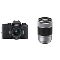 Fujifilm X-T100 Mirrorless Digital Camera w/XC15-45mmF3.5-5.6 OIS PZ Lens - Black + Fujinon XC50-230mmF4.5-6.7 OIS II Silver