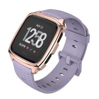 MIJOBS Sport Bands Compatible Fitbit Versa/Lite/SE, Silicone Breathable Strap Replacement Wristbands Water Resistant Fitness Straps Accessories for Women Men (GT, Light Purple + Rose Gold)