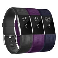 Keasy Bands Compatible with Fitbit Charge 2, Soft Adjustable Replacement Wristbands Strap for Charge 2, 3 Colors in 1 Pack