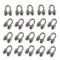 Pack of 20, 1/4" M6 Stainless Steel Wire Rope Cable Clip Clamp