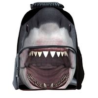 3D Shark Print Children School Backpack Kids Printed Felt Fabric Bookbags Animal Rucksacks