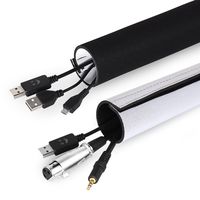 Hopestar 118" (2x59'') Cable Management Sleeves, Neoprene Cable Organizer Wrap Flexible Cord Cover Wire Hider Reversible Black & White, Cuttable by Yourself for TV Computer Office Theater