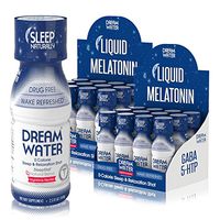 Dream Water Natural Sleep Aid, GABA, MELATONIN, 5-HTP, 2.5oz Shot, Nighttime Nectar 24 Count