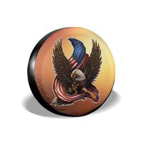 Jackmen Spare Tire Cover Bald Eagle Merica America Polyester Universal Waterproof Corrosion Protection Wheel Covers for Jeep Trailer RV SUV Truck and Many Vehicles (14" 15" 16" 17")