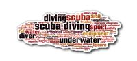BOLDERGRAPHX 6138 SCUBA Diving words collage very cool vinyl decal for bumpers, windows, laptops or any smooth surface