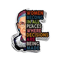Karis Kita 3 PCs Stickers Women Belong in All Places Ruth Bader Ginsburg 4 × 3 Inch Die-Cut Decals for Laptop Window