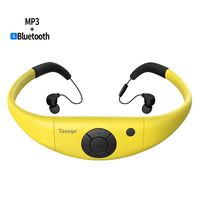 Tayogo Waterproof Mp3 Player, 8GB Swimming Bluetooth Headset Underwater 10FT Support FM APP Flash Drive with Shuffle Feature - Yellow