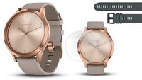 PlayBetter Garmin vivomove HR Premium (Rose Gold/Gray Suede Band, S/M) Hybrid Smartwatch | with Extra Silicone Watch Band (Black) Screen Protectors (x4) | Activity, Sleep & Stress Tracking