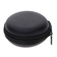 HuntGold Candy Color Round EVA Headset Earphone Pouch Hard Protective Carrying Case Wire Earbuds Storage Organizer Bag Case Coin Box(Black)