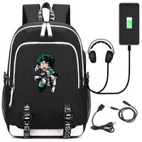 Bowinr My Hero Academia Laptop Backpack, Japanese Anime School Bag with USB Charging Port for Business Travel and School(Style 04)