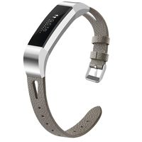 OenFoto Bands Compatible Fitbit Alta/Alta HR/Ace, Adjustable Classic Genuine Leather Wristband Replacement Watch Band Strap Accessory Bracelet for Fitbit Alta/Alta HR/Ace Smart Watch,Gray Large