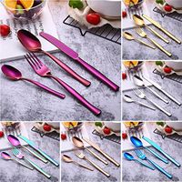 Tableware Set,4pcs Stainless Steel Knife Fork Soup Spoon Coffee Spoon Dinnerware Flatware (Multicolor)