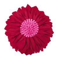 JWH 3D Sunflower Accent Pillow Hand Craft Round Cushion Decorative Pillowcase with Pillow Insert Home Sofa Bed Living Room Decor Gift 14 Inch / 35 cm Cotton Canvas Wool Solid Suede Red