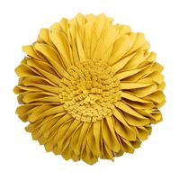 JWH 3D Sunflower Applique Accent Pillow Handmade Cushion Round Decorative Pillowcase Home Bed Living Room Couch Chair Decor Festival Gift 13 Inch / 33 cm Cotton Canvas Wool Golden Yellow