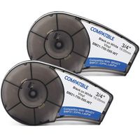 MarkDomain Compatible M21-750-595-WT 0.75" x 21' High Adhesion Vinyl Film Label Tape Cartridge(2 Pack), Work with Brady BMP21-PLUS, IDPAL, and LABPAL Label Maker Printers