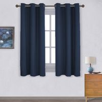 NICETOWN Light Blocking Thermal Insulated Solid Grommet Top Blackout Curtains/Drapes/Panels for Kid's Room (Navy, 1 Pair, 42 x 63 Inch)