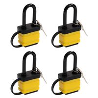 4 x Long Shackle Heavy Duty Laminated Weatherproof Padlocks Keyed Alike Locks 40mm Padlocks with 2 Keys，Lock Key with 1-9/16" Wide Body 2-inch Shackle