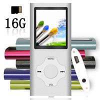 Tomameri - Portable MP3 / MP4 Player with Rhombic Button, Including a 16 GB Micro SD Card and Support Up to 64GB, Compact Music, Video Player, Photo Viewer Supported, White-with-Silver