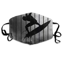 Surfing Silhouette Dust Mask,Washable and Reusable Cleaning Gardening Outdoor Activities Warm Windproof Mask
