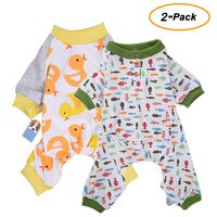 Amakunft 2-Pack Dog Clothes Dogs Cats Onesie Soft Dog Pajamas Cotton Puppy Rompers Pet Jumpsuits Cozy Bodysuits for Small Dogs and Cats