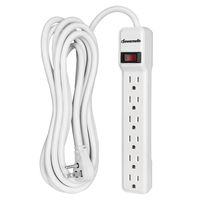 DEWENWILS 6-Outlet Power Strip Surge Protector Long Extension Cord, Low Profile Flat Plug, and 15 Amp Circuit Breaker, 500 Joules, Wall Mount, UL Listed (15 Foot, White)