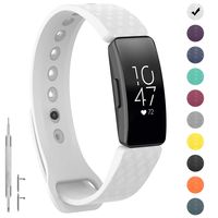 GVFM Compatible with Fitbit Inspire/Inspire HR Bands, Adjustable Soft Silicone Bracelet Accessories Sport Strap for Women Men Wristbands (Large: 6.7-8.1 inch, White)