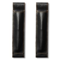 QUIVER Notebook Pen Holder | Elastic/Reusable/Non-Adhesive | for Hardcover Notebooks Like Moleskine/Leuchtturm1917/AmazonBasics Classic 8-8.5 Inches Tall (Black Leather/Orange Stitching)(2pk)