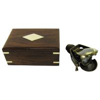 Treasure Gurus Solid Brass Traveling Telescope Monocular Set w/Wood Box