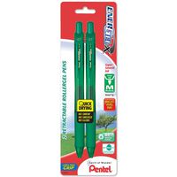 Pentel EnerGel-X Retractable Liquid Gel Pen 0.7mm, Metal Tip, Medium, Green Ink (2 Pack) (BL107BP2D)