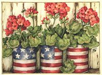 Patriotic Blank Note Cards ~ Geraniums (8 Cards; 4" x 5.25"; White Envelopes)