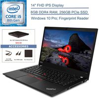 2020 Lenovo ThinkPad T490 14" FHD Business Laptop Computer, 8th Gen Intel Quad-Core i5-8265U (Beats i7-7500U), 8GB DDR4 RAM, 256GB PCIe SSD, Fingerprint, Windows 10 Pro, EST External DVD + Accessories