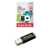 Sandisk Micro SDXC Ultra MicroSD TF Flash Memory Card 128GB 128G Class 10 works with Go Pro Hero 4 Hero Session Gopro 4 + BONUS SD/TF USB Reader