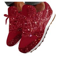 Gyouanime Womens Sports Running Sneakers Autumn Lace Up Casual Breathable Bling Slip On Sport Running Shoes Sneakers Footwear Red