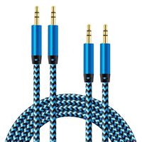 Ailkin 2Pack 3.5mm Auxiliary Audio Cables, Nylon Braided Male to Male AUX Cord Compatible Car/Home Stereos,Speaker,iPhone iPod iPad,Headphones,Sony Beats,Echo Dot and More Chord (Blue-5Feet)