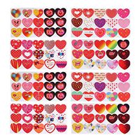 TOYANDONA 40Pcs Heart Shaped Stickers Adhesive Decorative DIY Decals Round Labels Stickers for Valentines Day Wedding