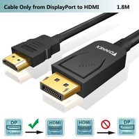 DisplayPort to HDMI Cable 6ft/1.8m,DP 1.2 to HDMI 1.4 Adapter Cord,Male Display Port in to Male HDMI Out Converter for Lenovo,HP,Dell,ASUS Laptop,PC,Desktop to Monitor,Projector,TV,1080P@60Hz