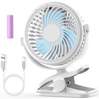 Stroller Fan, Cambond Clip On Fan Battery Operated Fan Rechargeable 2200mAh Battery, USB Cable, 3 Adjustable Speed, Desk Table Portable USB Small Fan for Travel Camping Fishing Boating, White