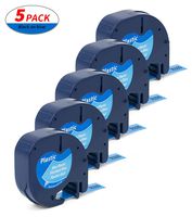 Label Orison 91335 S0721650 Tape Cassettes Compatible with Dymo LetraTag Refill Label Plastic LT Labeling Black on Blue,1/2 Inch X 13Feet (12mmx4m),5Pack