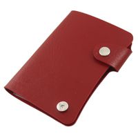 Faux Leather Press Stud 10 Pocket ID Business Card Case Organizer, Red